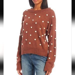 XL $59 Gianni Bini Brown Polka Dot Sweater